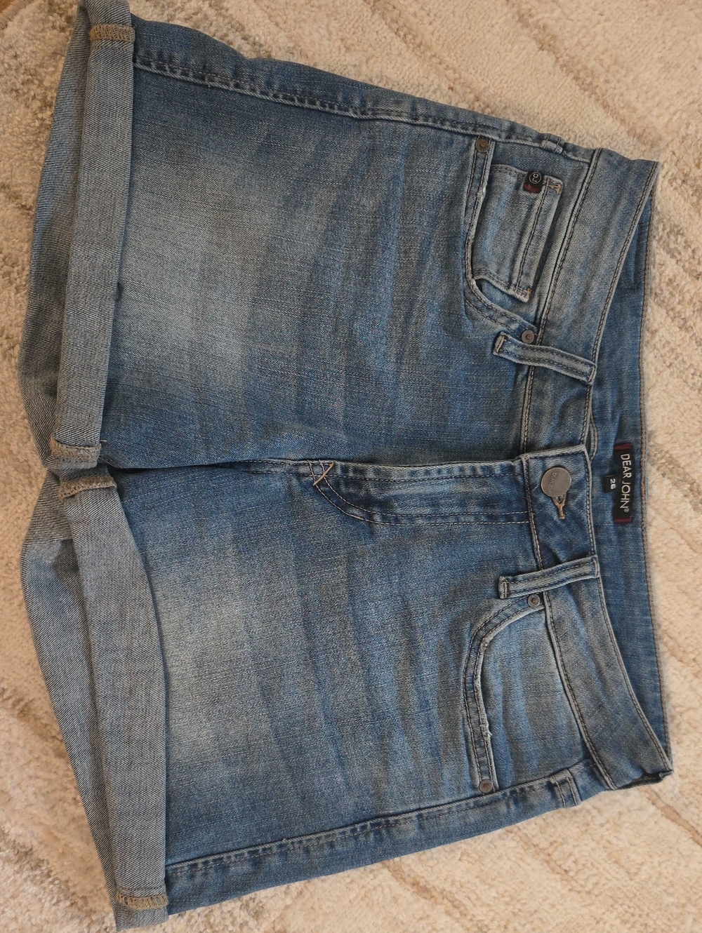 Dear John Light Blue Denim Cuffed Jean Shorts